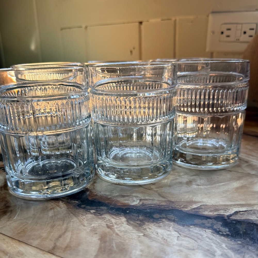 Anchor Hocking Wexford Rocks Glasses Set of 6 Clear Excellent Vintage USA Made